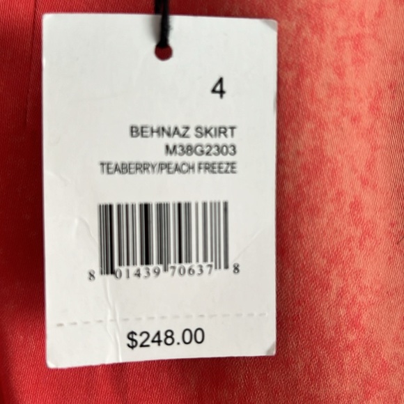 NWT Tahari Behnaz Skirt Teaberry Peach Freeze Orange $248 - Size 4 - Picture 3 of 9